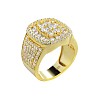Square Alloy with Crystal Rhinestone Finger Rings FS-WG4A2D8-36-1