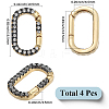 4Pcs Brass Micro Pave Clear Cubic Zirconia Spring Gate Rings KK-SC0006-37-2