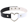 Adjustable Gothic Two Tone PU Leather Alloy Heart Choker Necklaces for Women NJEW-WH20816-007P-F-1