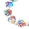 Handmade Millefiori Lampwork & Alloy Heart Beaded Stretch Bracelet BJEW-JB08042-03-4