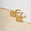 French Style Heart Brass Clear Cubic Zirconia Hoop Earrings OS1413-2-1