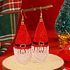 Fashionable Christmas Style Glass Seed Beads Hat Dangle Earrings EC3493-1