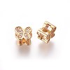 Brass Micro Pave Cubic Zirconia Slide Charms ZIRC-E161-36G-1