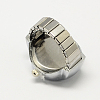 Platinum Tone Iron Stretch Ring Quartz Watches RJEW-R119-14-4