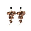 Bohemian Style Alloy & Leopard Print Cloth Stud Earrings FS-WG62249-02-3