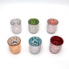 Plating Star Points Pattern Glass Candle Holder AJEW-WH0029-16-1