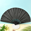 1Pc Bamboo with Oxford Fabric Glitter Powder Folding Fans AJEW-SP0003-77B-5