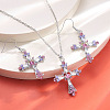 Bohemian Style Cross Alloy Rhinestone Pendant Necklace & Dangle Earrings Sets FS-WGD7F08-01-3