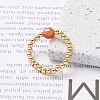 Natural Topaz Jade and Brass Beads Stretch Ring for Girl Women RJEW-JR00401-4