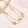 Brass Micro Pave Clear Cubic Zirconia Bowknot Link 2-Strand Bracelets KK-CBA6980-19G-2
