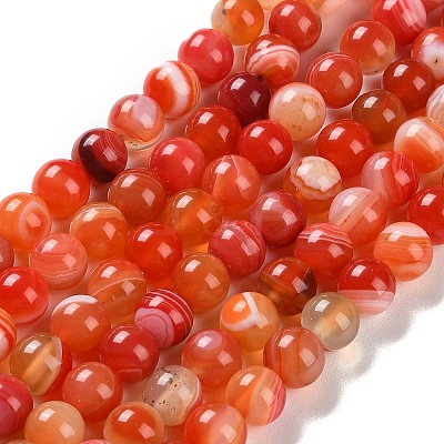 Natural Striped Agate/Banded Agate Beads Strands G-Z060-A01-B19-1