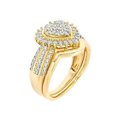 2Pcs Alloy with Crystal Rhinestone Finger Rings FS-WG59BB6-04-1
