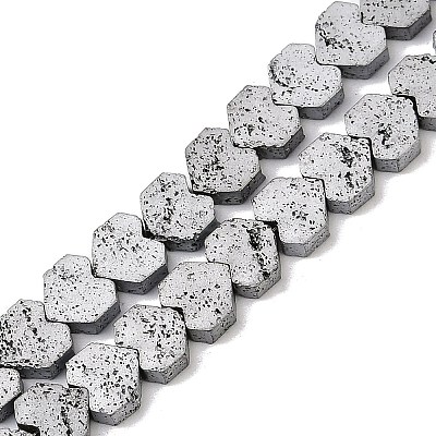 Electroplated Natural Lava Rock Beads Strands G-K388-04A-07-1