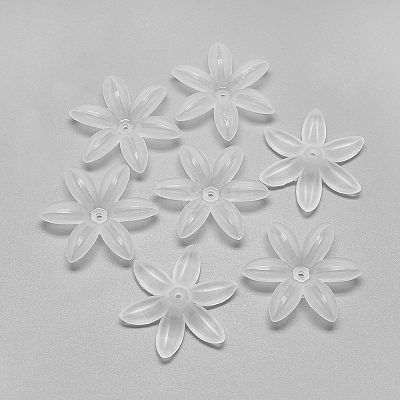 6-Petal Transparent Acrylic Bead Caps FACR-S018-SB518-1