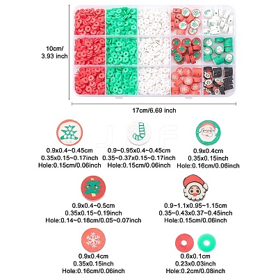 9 Style Christmas Handmade Polymer Clay Beads CLAY-YW0001-91-1