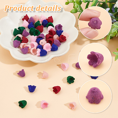 60Pcs 6 Colors Flocky Acrylic Beads MACR-PH0001-55-1