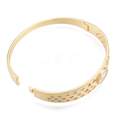 Cubic Zirconia Oval Hinged Bangle BJEW-G651-10G-04-1
