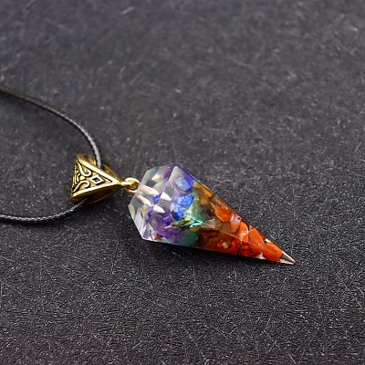 Resin with Chakra Stone Inside Pendant Necklaces FS-WG1C90E-01-1