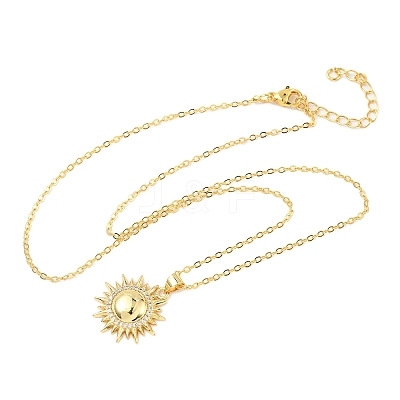 Brass Micro Pave Clear Cubic Zirconia Sun Pendant Necklaces for Women NJEW-S449-05B-G-1