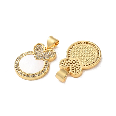 Brass Micro Pave Clear Cubic Zirconia Pendants KK-B083-16G-04-1