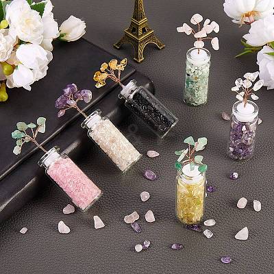 6Pcs 6 Style Natural Gemstone Chip Money Tree Display Decorations DJEW-SZ0001-07-1