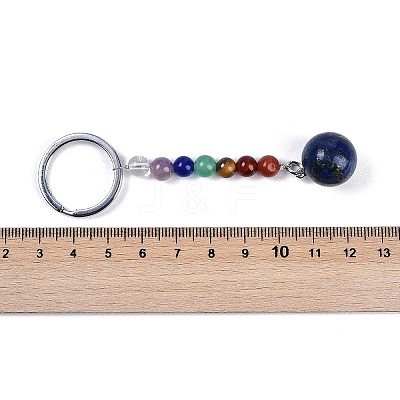 Natural Lapis Lazuli Round Beaded Keychain G-H076-01P-01-1