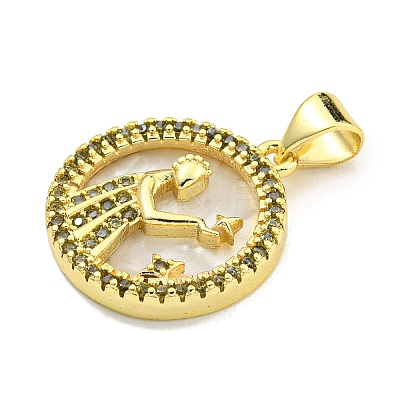Brass Micro Pave Clear Cubic Zirconia Pendants KK-K354-04G-05-1