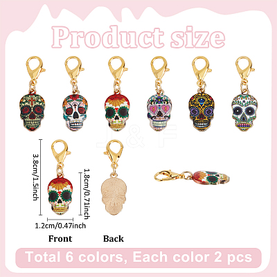 12Pcs 6 Style Alloy Enamel Pendant Locking Stitch Markers HJEW-ME00006-1