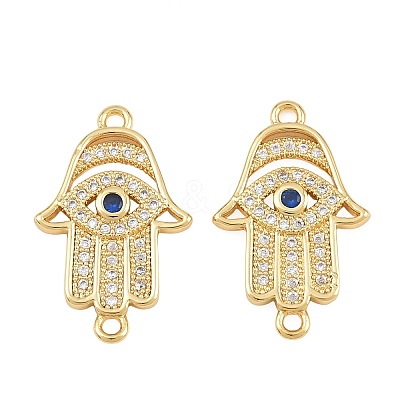 Brass Micro Pave Marine Blue Cubic Zirconia Connector Charms CU-CBAB719-07G-B-1