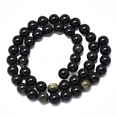 Natural Golden Sheen Obsidian Strands Beads G-R485-09-8mm-1