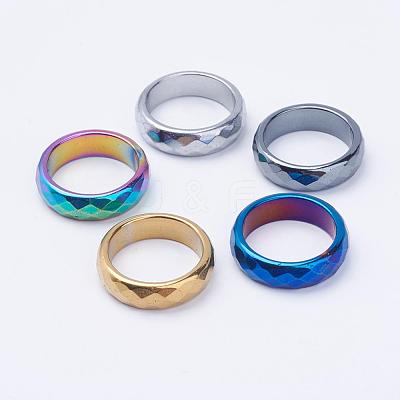 Electroplate Non-Magnetic Synthetic Hematite Rings RJEW-F068-17mm-1