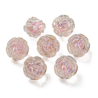 UV Plating Rainbow Iridescent Acrylic Beads OACR-P010-20D-1