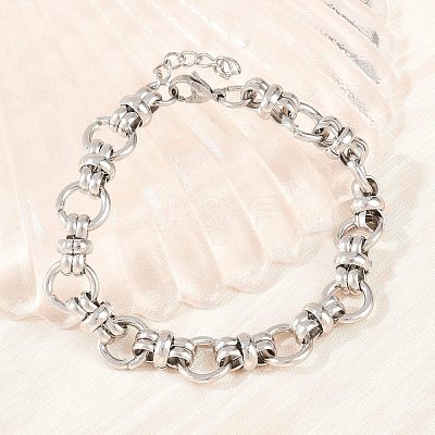 304 Stainless Steel Ring Link Chain Bracelets for Women Men BJEW-H643-10P-1