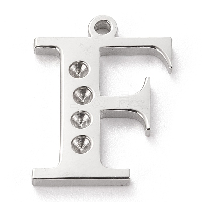 Tarnish Resistant 304 Stainless Steel Letter Pendant Rhinestone Settings STAS-J028-01F-1