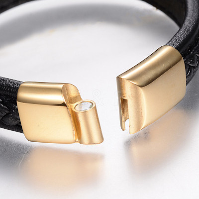 Braided Leather Cord Bracelets BJEW-H561-08F-1