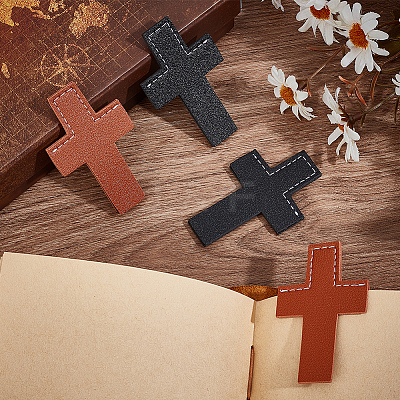 4Pcs 2 Colors Leather Bookmarks AJEW-CP0003-82A-1