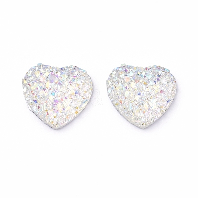 Shining Druzy Resin Cabochons RESI-WH0008-30K-1