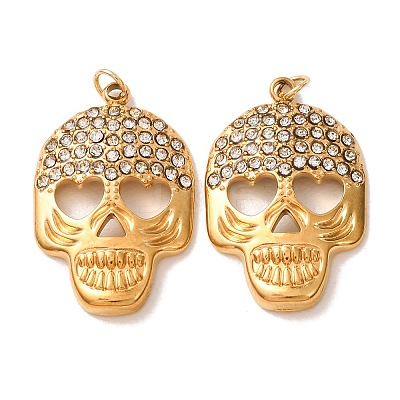 304 Stainless Steel Rhinestone Pendants RB-CBA9088-04G-C-1