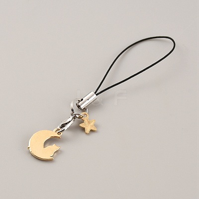 Cute Cartoon Star/Moon Alloy Enamel Mobile Straps Lanyards HJEW-WH0068-07I-1