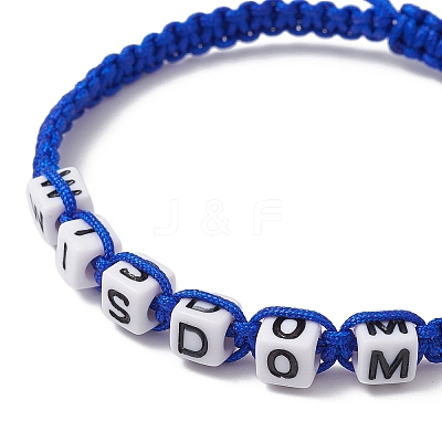 Word Wisdom Acrylic Braided Bead Bracelets BJEW-JB09454-1