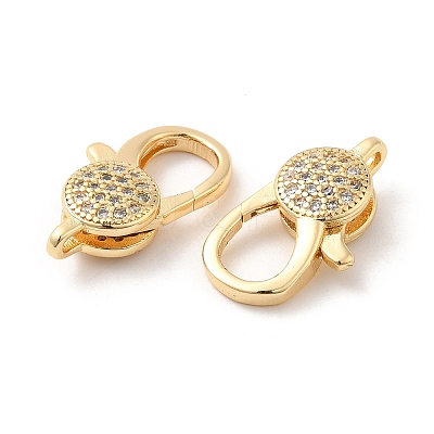 Brass Micro Pave Clear Cubic Zirconia Lobster Claw Clasps X-KK-F860-36G-1