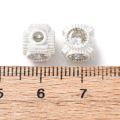 Brass Pave Cubic Zirconia Beads KK-C157-27S-1