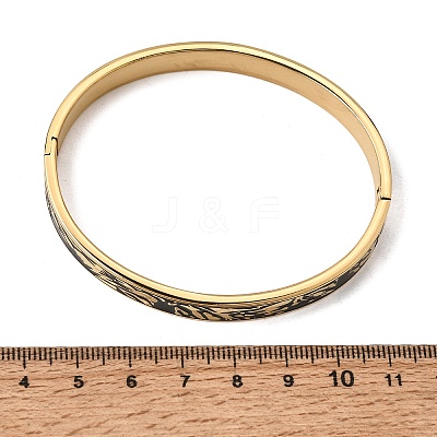 304 Stainless Steel Black Enamel Skin Print Hinged Cuff Bangles for Women SA-CBAC920-04G-1