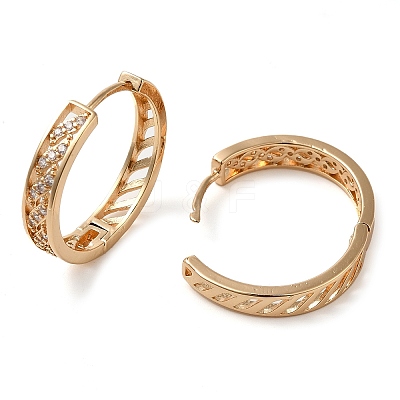 Brass Micro Pave Cubic Zirconia Hoop Earrings EJEW-M238-55KCG-1