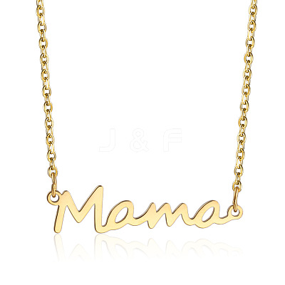 Simple 304 Stainless Steel Mama Link Chain Necklaces for Mother's Day QW8429-8-1