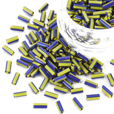 Opaque Colours Two Tone Seed Glass Bugle Beads SEED-T006-02B-03-1