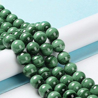 Natural Malachite Beads Strands G-F571-27AB1-6mm-1
