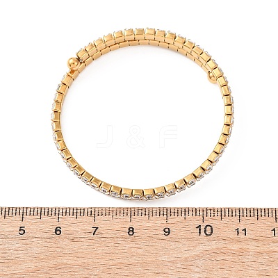 304 Stainless Steel Micro Pave Cubic Zirconia Open Cuff Bangles for Women BJEW-K293-04B-G-1