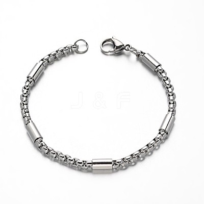 Tarnish Resistant Box Chain Bracelets X-BJEW-M125-01P-1