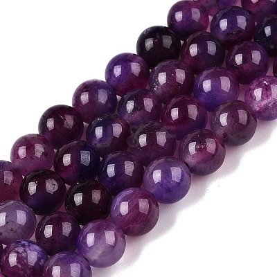 Dyed Natural White Jade Beads Strands G-T138-8mm-210-12-1
